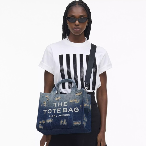 Marc Jacobs The Rip & Repair Denim Medium Tote Bag - Punk Indigo - Picture 8 of 12